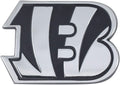Cincinnati Bengals Premium Solid Metal Raised Auto Emblem, B Logo, Shape Cut, Adhesive Backing