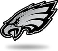 Philadelphia Eagles Auto Emblem, Silver Chrome Color, Raised Molded Plastic, 3.5 Inch, Adhesive Tape Backing