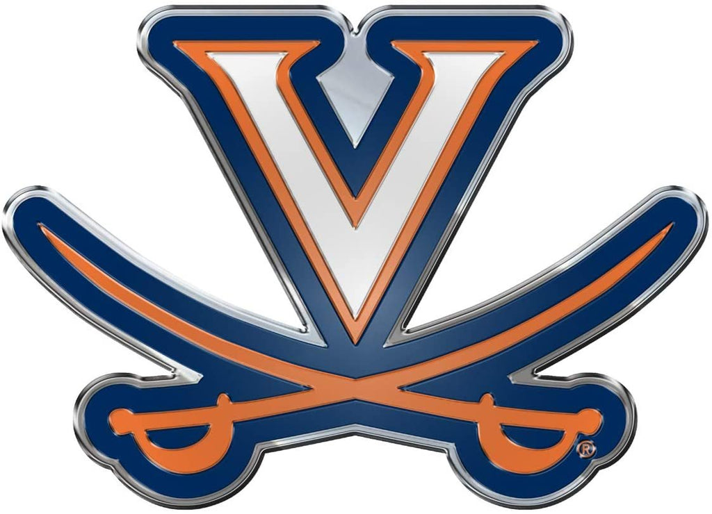 University of Virginia Cavaliers Auto Emblem, Aluminum Metal, Embossed Team Color, Raised Decal Sticker, Full Adhesive Backing