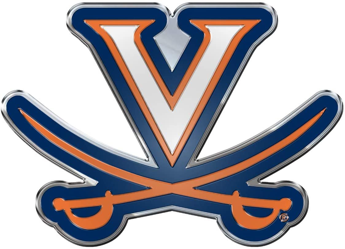 University of Virginia Cavaliers Auto Emblem, Aluminum Metal, Embossed Team Color, Raised Decal Sticker, Full Adhesive Backing