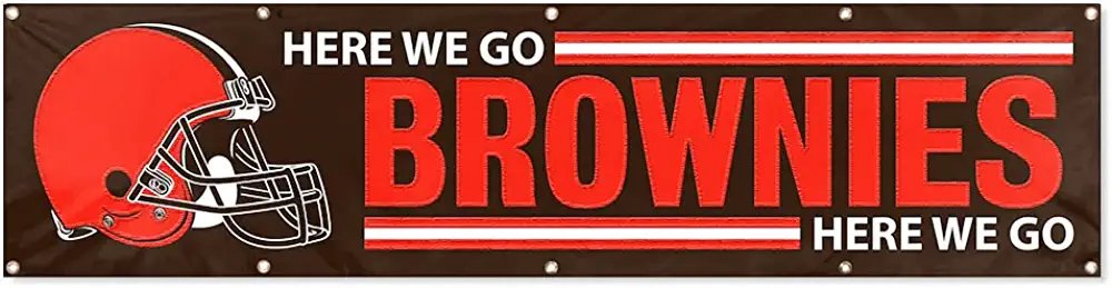 Cleveland Browns Huge 8x2 Feet Premium Emboridered Banner Flag Metal Grommets