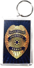 HP Industries Police 2x3 Acrylic Keychain w/1" Keyring Decal Logo Emblem United States US