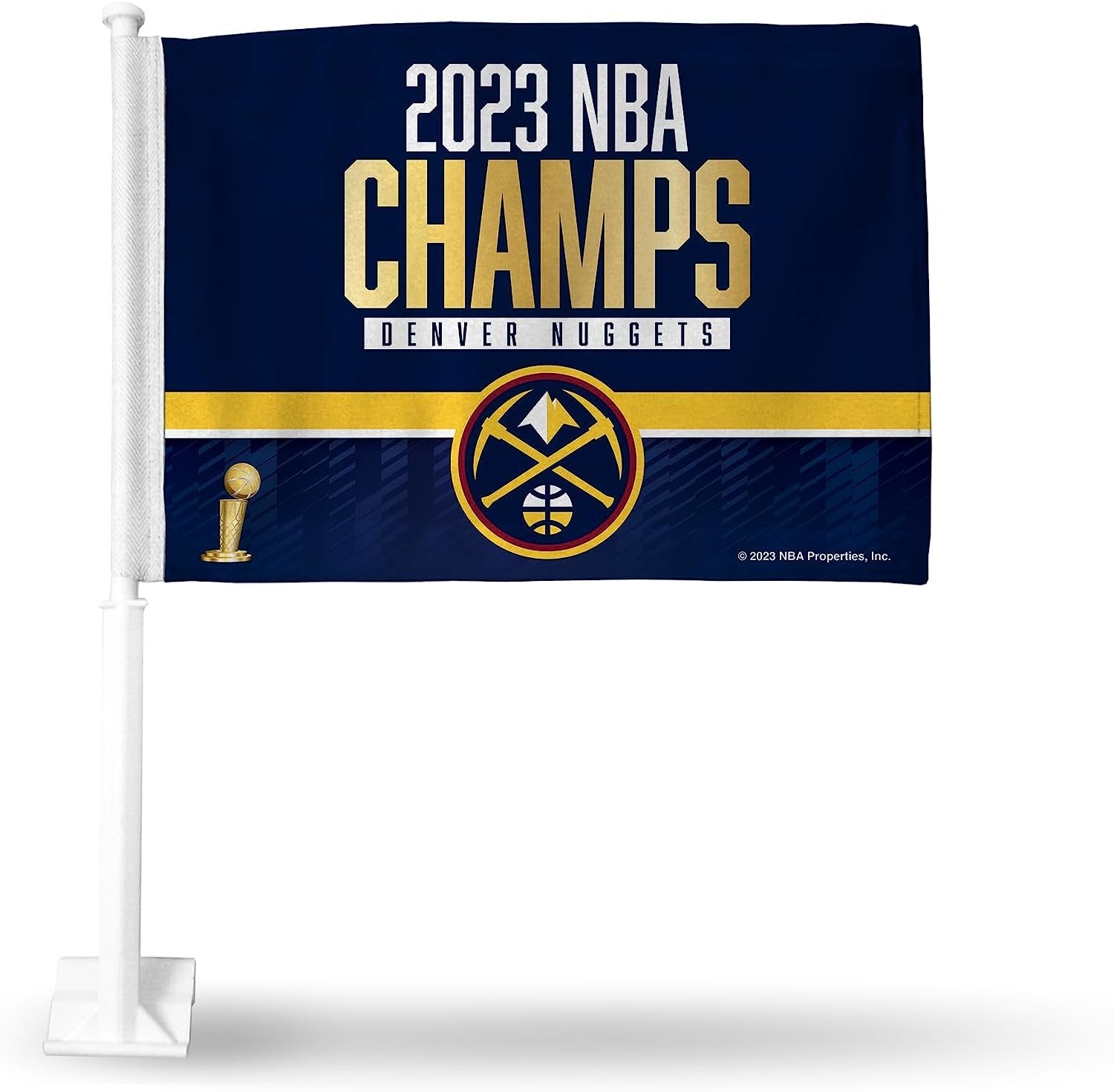 Denver Nuggets 2023 NBA Champions Premium Double Sided Car Flag Banner, Includes Plastic Display Pole