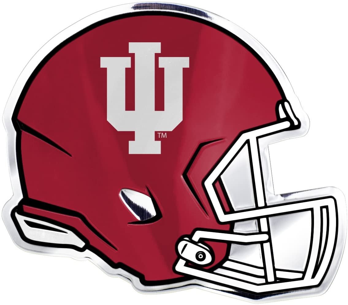 Indiana University Hoosiers Helmet Auto Emblem, Aluminum Metal, Embossed Team Color, Raised Decal Sticker, Full Adhesive Backing