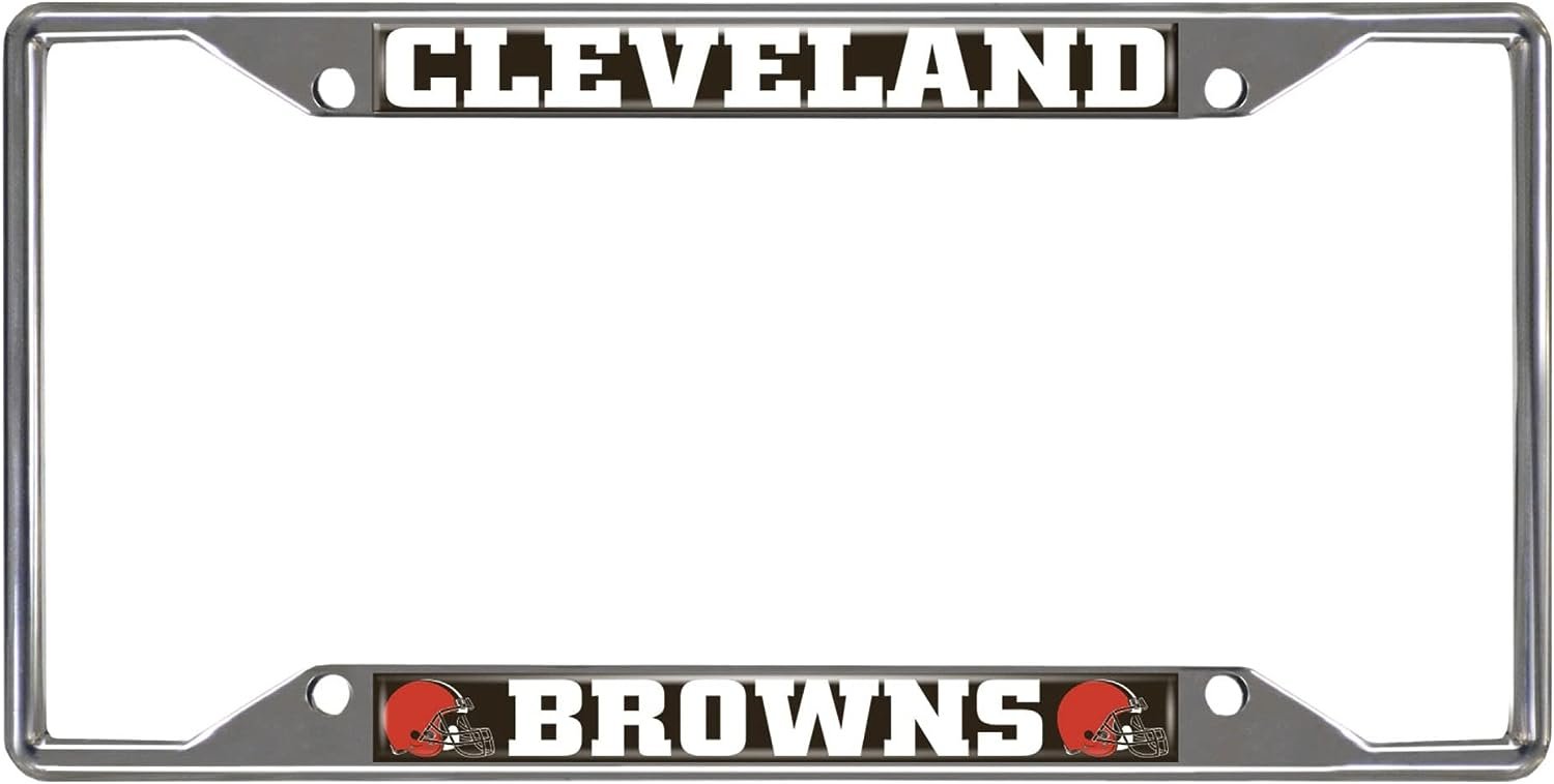 Cleveland Browns Chrome Metal License Plate Frame Tag Cover 6.25x12.25 Inches