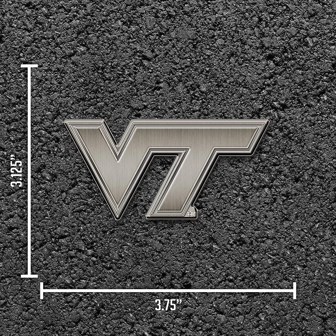 Virginia Tech Hokies Solid Metal Auto Emblem Antique Nickel for Car/Truck/SUV