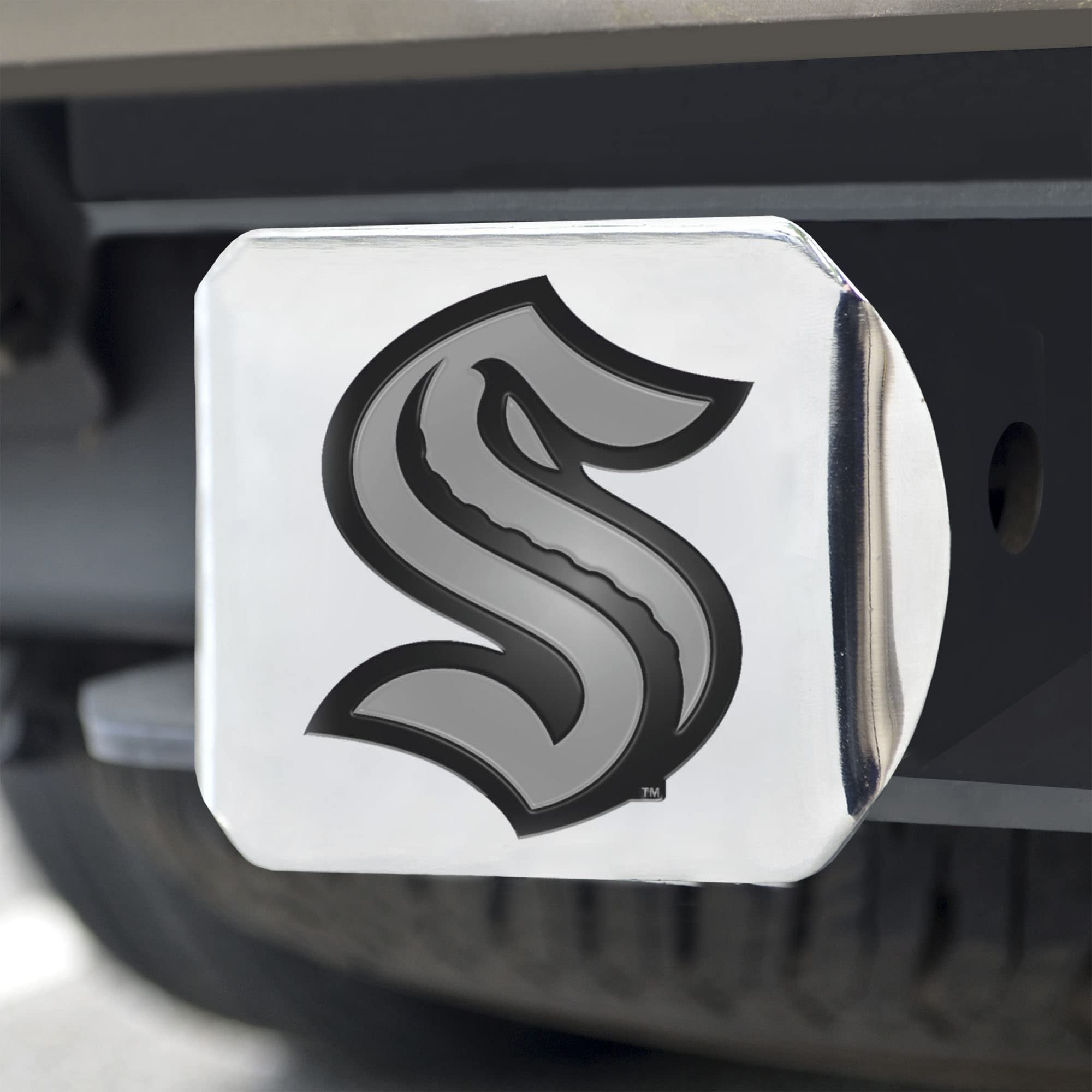 Seattle Kraken Chrome Metal Hitch Cover with Chrome Metal 3D Emblem