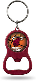 Miami Heat Premium Solid Metal Bottle Opener Keychain, Key Ring, Team Color