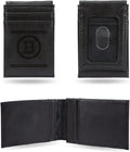 Boston Bruins Premium Black Leather Wallet, Front Pocket Magnetic Money Clip, Laser Engraved, Vegan