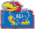 University of Kansas Jayhawks Team State Design Auto Emblem, Aluminum Metal, Embossed Team Color, Raised Decal Sticker, Full Adhesive Backing