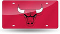 Chicago Bulls Premium Laser Cut Tag License Plate, Red Mirrored Acrylic Inlaid, 12x6 Inch