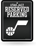 Utah Jazz Metal Parking Novelty Wall Sign 8.5 x 11 Inch Carbon Fiber Design