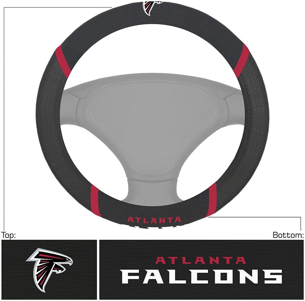 Atlanta Falcons Premium 15 Inch Black Emroidered Steering Wheel Cover