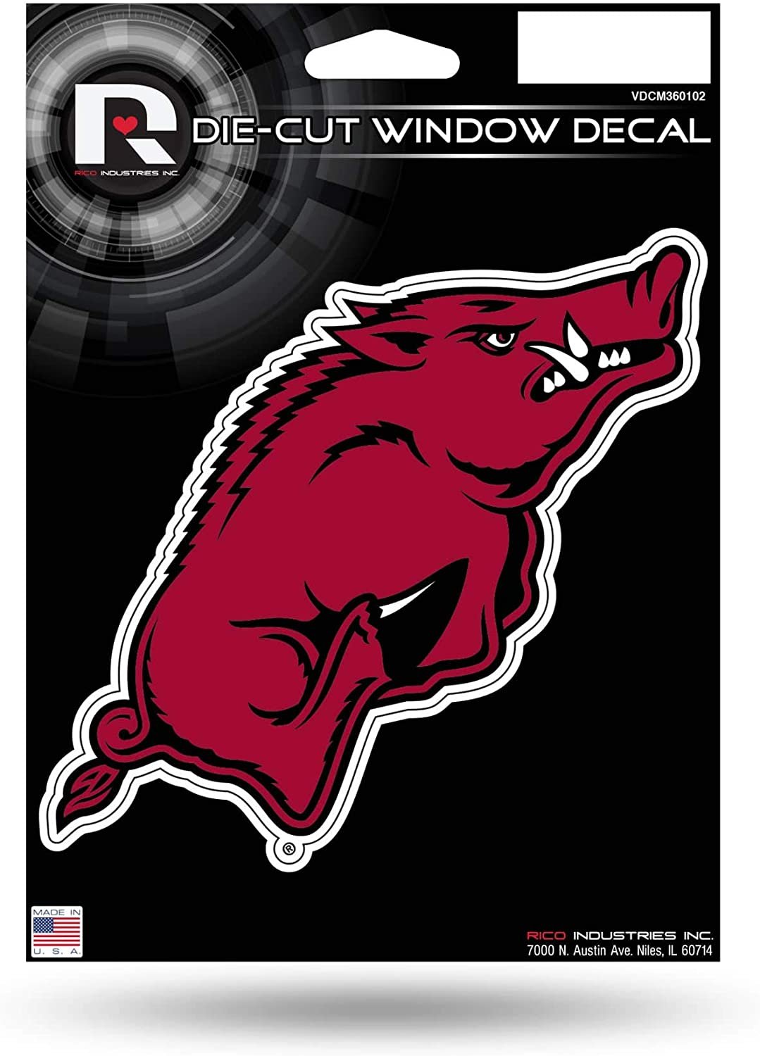University of Arkansas Razorbacks 5 Inch Die Cut Sticker Decal, Full Adhesive Backing