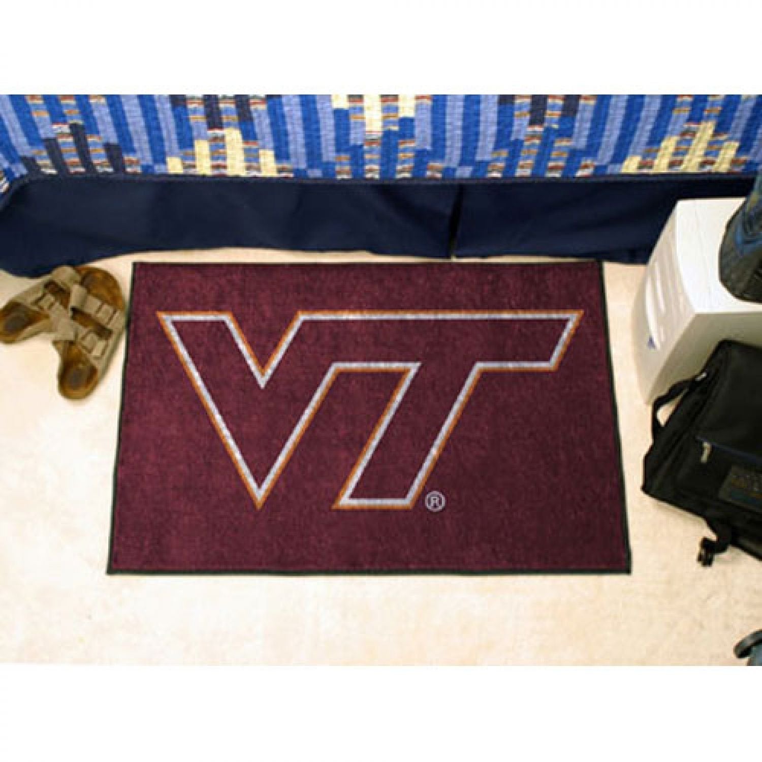 Virginia Tech University Hokies Floor Mat Area Rug, 20x30 Inch, Nylon, Anti-Skid Backing
