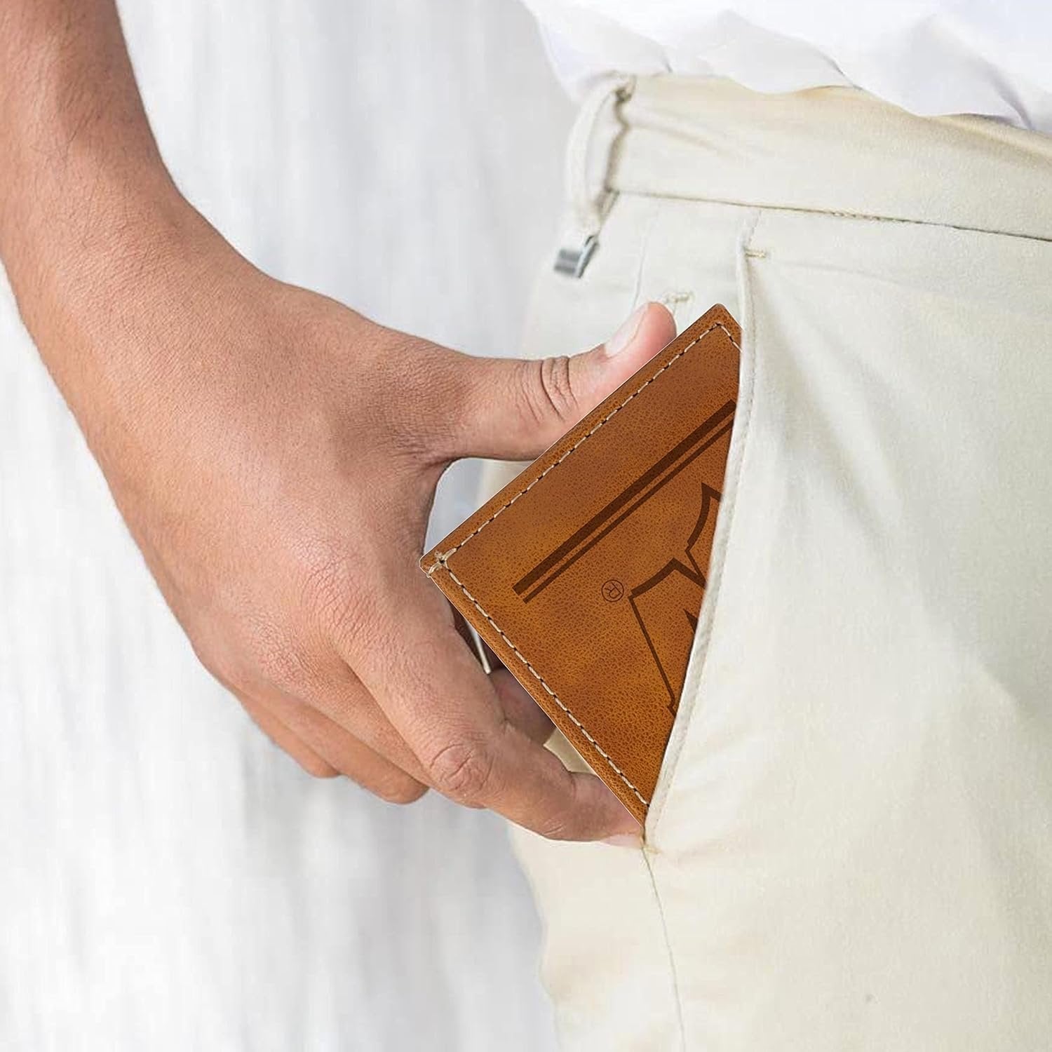 NCAA Wisconsin Badgers Men’s Front ID Pocket Brown Wallet- Premium 8 Pocket Laser-Engraved Team Logo on Vegan Leather- Minimalist Design, Credit Card Holder- Ideal for Travel or Men’s Gift