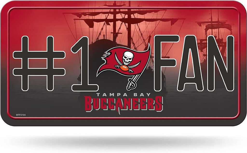 Tampa Bay Buccaneers Metal Auto Tag License Plate, #1 Fan Pirate Ship Design, 12x6 Inch