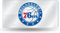 Philadelphia 76ers Premium Laser Cut Tag License Plate, Mirrored Acrylic Inlaid, 12x6 Inch