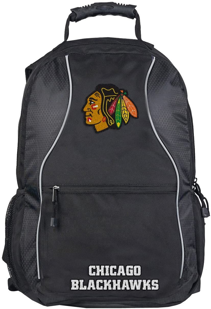 Chicago Blackhawks Backpack Premium Heavy Duty Team Color Phenom Design, Adult 19x13x8 Inch