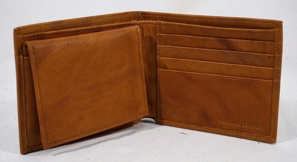 Cleveland Indians Premium Brown Leather Wallet, Bifold Billfold, Embossed Laser Engraved
