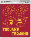 University of Southern California USC Trojans 6-Piece Decal Sticker Set, 5x6 Inch Sheet, Gift for football fans for any hard surfaces around home, automotive, personal items
