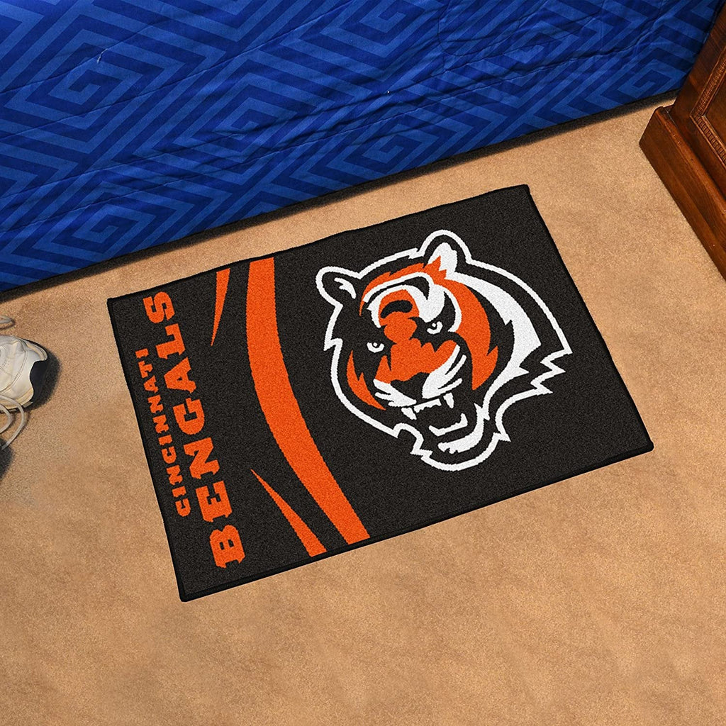 Cincinnati Bengals Floor Mat Area Rug, 20x30 Inch, Nylon, Anti-Skid Backing