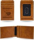NCAA University of Kansas Jayhawks Men’s Front ID Pocket Brown Wallet- Premium 8 Pocket Laser-Engraved Team Logo on Vegan Leather- Minimalist Design, Credit Card Holder- Ideal for Travel or Men’s Gift