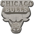 Chicago Bulls Premium Solid Metal Raised Auto Emblem, Antique Nickel Finish, Shape Cut, Adhesive Backing