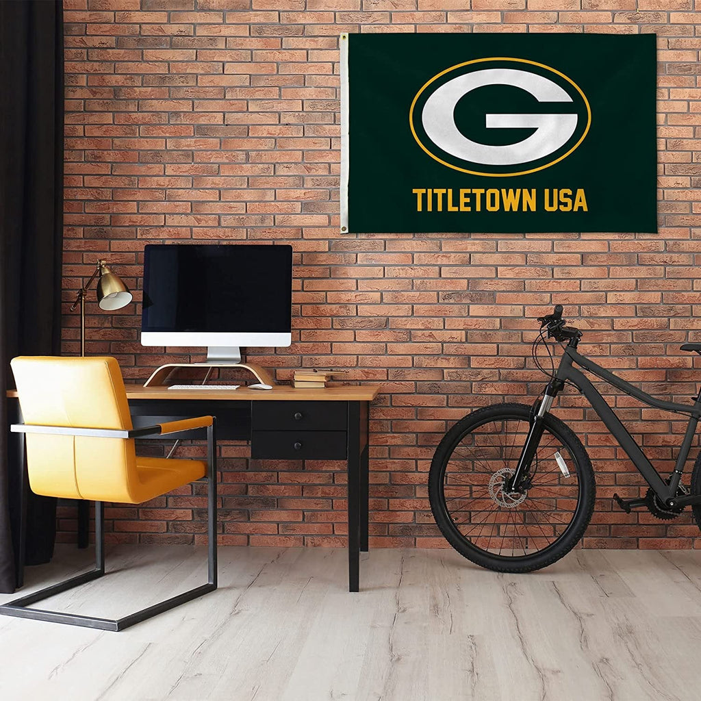 Green Bay Packers 3x5 Flag Banner Titletown Design Metal Grommets Outdoor Indoor