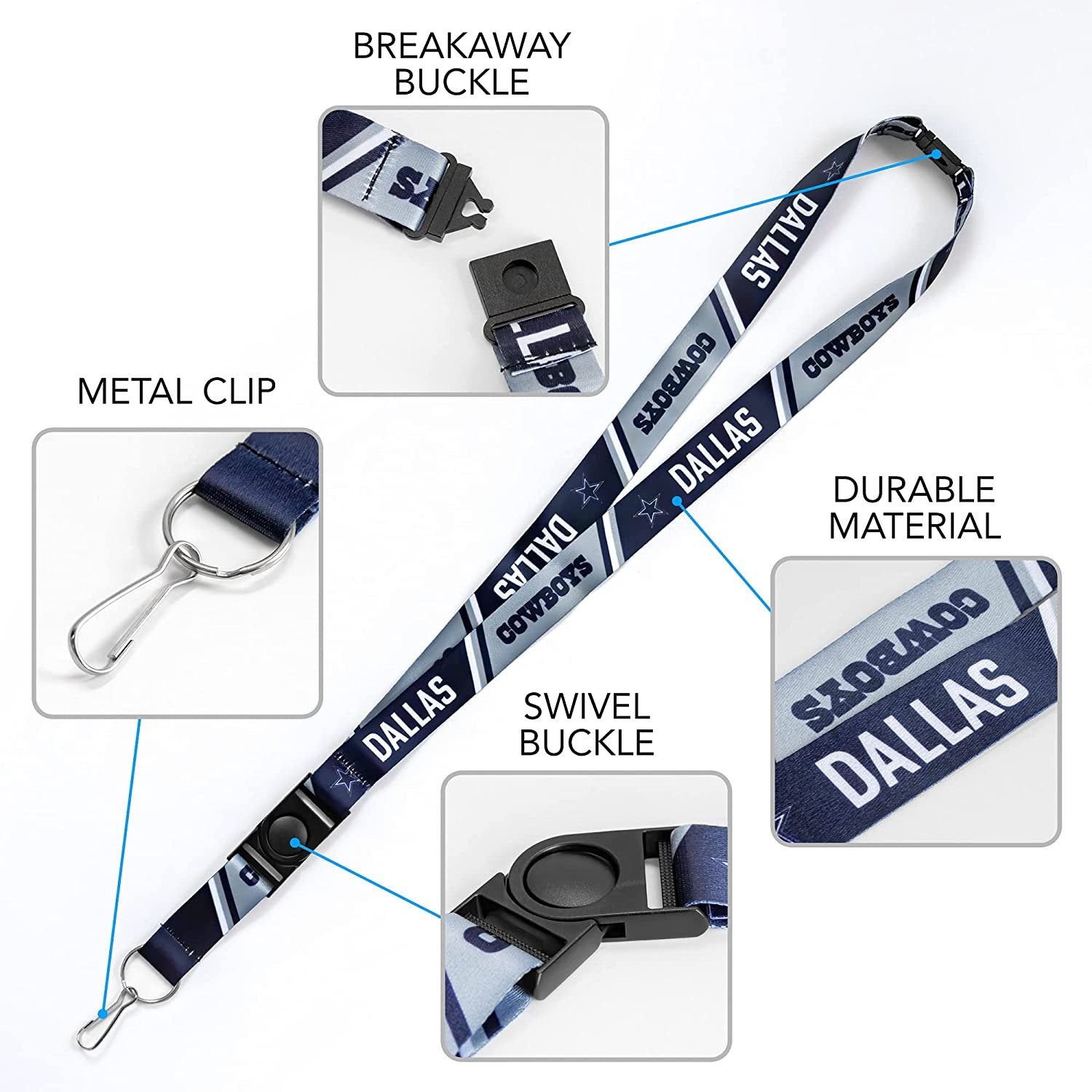 New York Rangers Lanyard Keychain Safety Breakaway Double Sided