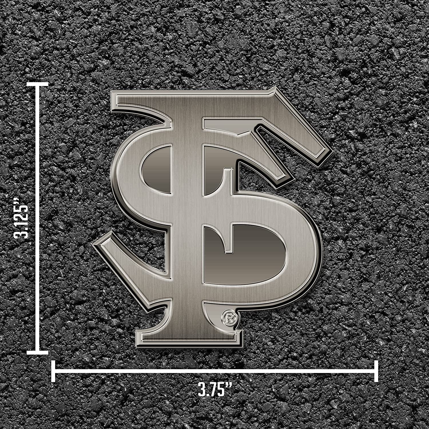 Florida State University Seminoles Solid Metal Auto Emblem Antique Nickel for Car/Truck/SUV