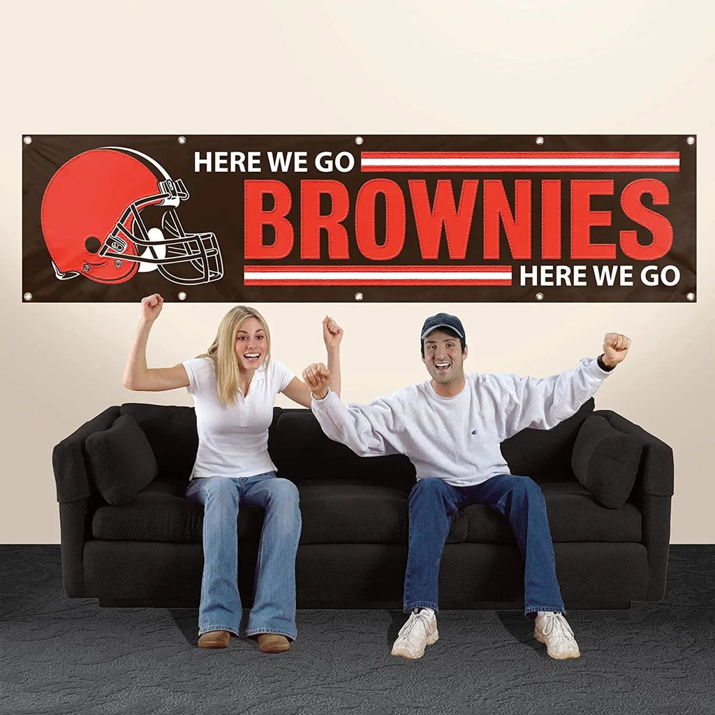 Cleveland Browns Huge 8x2 Feet Premium Emboridered Banner Flag Metal Grommets