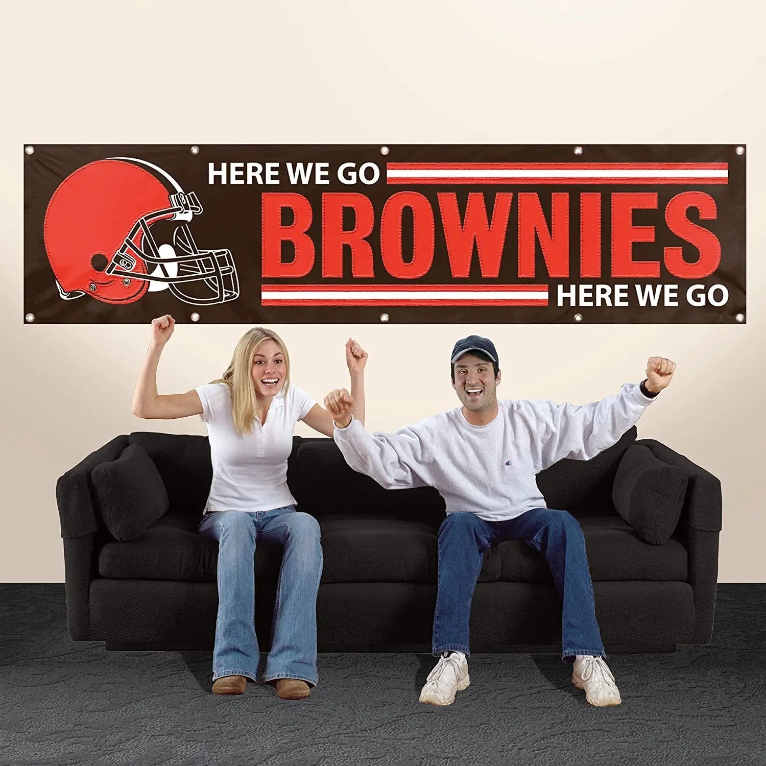 Cleveland Browns Huge 8x2 Feet Premium Emboridered Banner Flag Metal Grommets