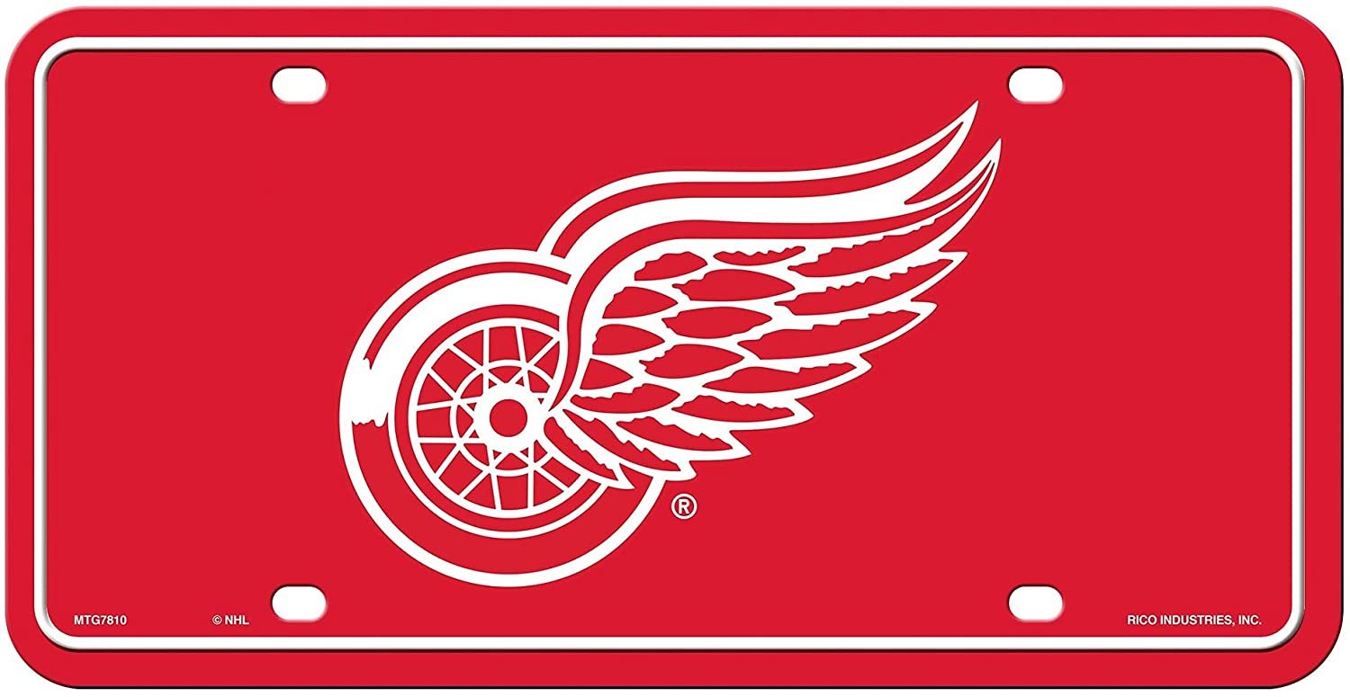 Detroit Red Wings Metal Auto Tag License Plate, Red Design, 6x12 Inch