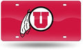 University of Utah Utes Premium Laser Cut Tag License Plate, Red Mirrored Acrylic Inlaid, 12x6 Inch