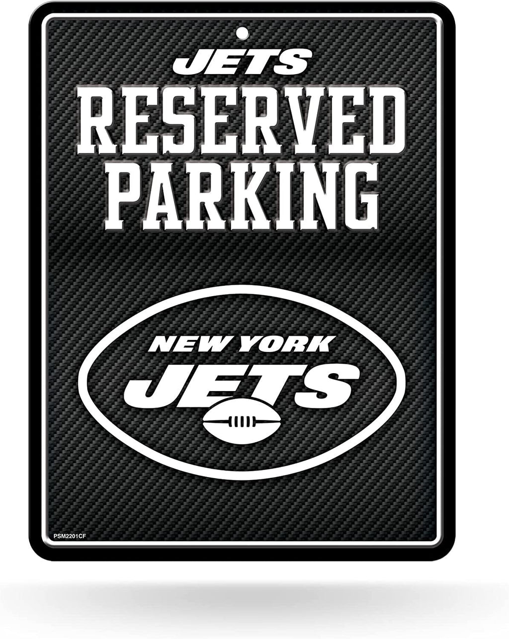 New York Jets Metal Parking Novelty Wall Sign 8.5 x 11 Inch Carbon Fiber Design