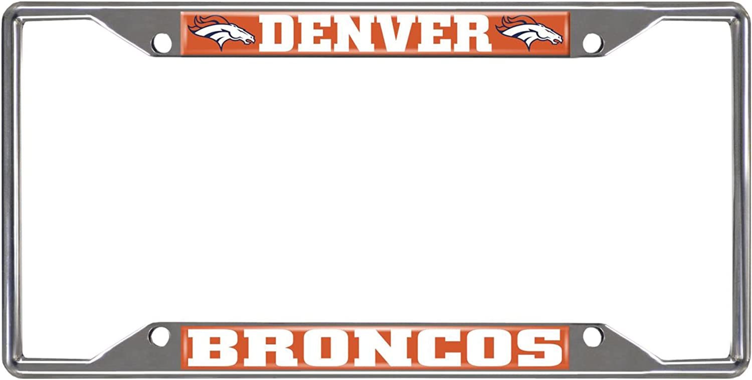 Denver Broncos Metal License Plate Frame Chrome Tag Cover 6x12 Inch