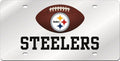 Pittsburgh Steelers Premium Laser Cut Tag License Plate, Football, Mirrored Acrylic Inlaid, 6x12 Inch