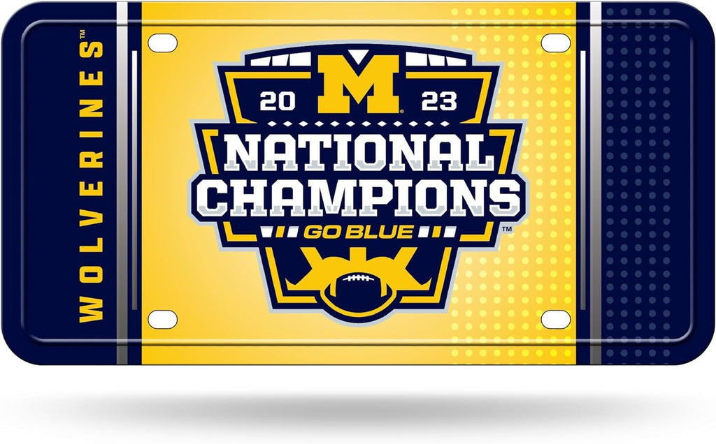 Rico Industries NCAA Michigan Wolverines 2024 CFP National Champions Metal Auto Tag 6" x 12" - Great for Truck/Car/SUV