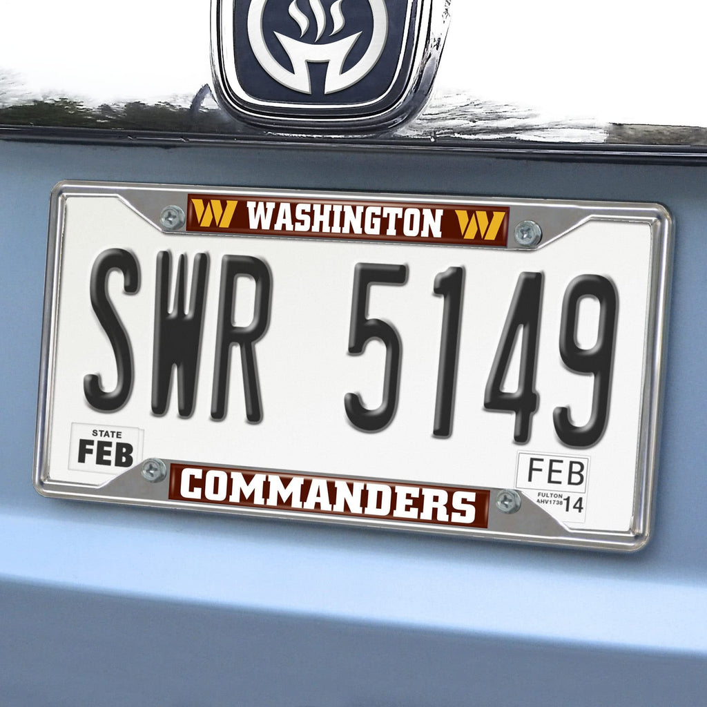 Washington Commanders Metal License Plate Frame Chrome Tag Cover 6x12 Inch