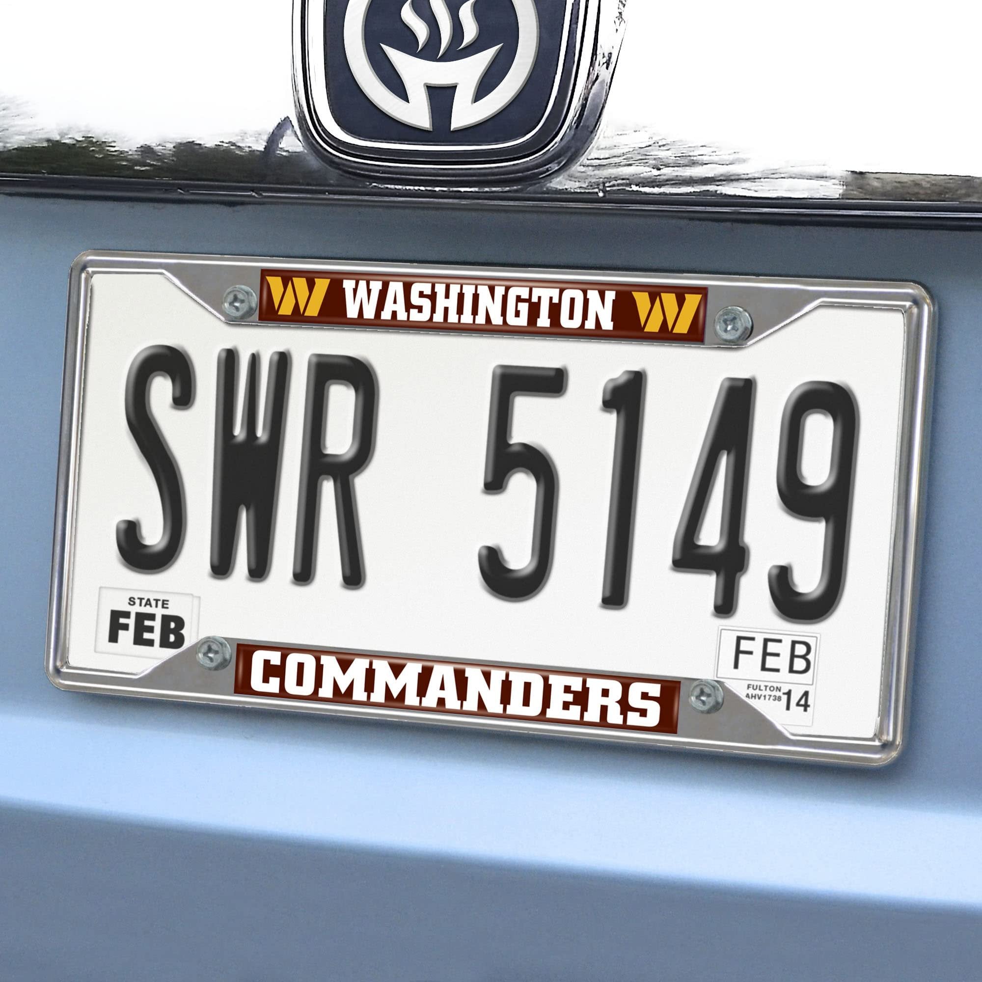Washington Commanders Metal License Plate Frame Chrome Tag Cover 6x12 Inch