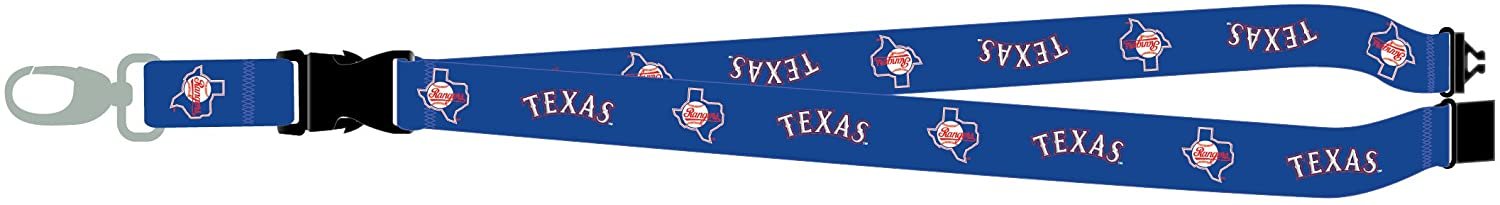 Texas Rangers Lanyard Keychain Double Sided Breakaway Safety Design, Retro Logo, Adult 26 Inch