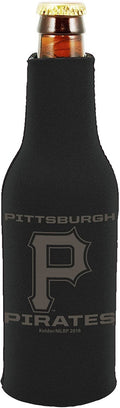 Pittsburgh Pirates 2-Pack Zipper Bottle Tonal Black Beverage Insulator Neoprene Holder Cooler Coolie Baseball