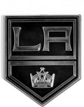 Los Angeles Kings Auto Emblem, Silver Chrome Color, Raised Molded Shape Cut Plastic, Adhesive Tape Backing