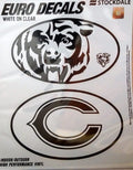 Chicago Bears 2-Piece White and Clear Euro Decal Sticker Set, 4x2.5 Inch Each
