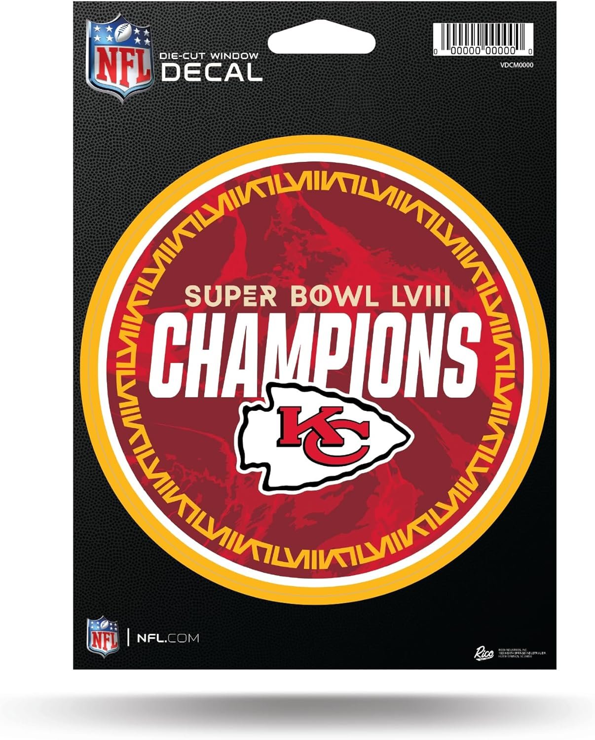 Rico Industries NFL Football Kansas City Chiefs 2024 Super Bowl Champions 5" x 7" Vinyl Die-Cut Decal - Car/Truck/Home Accessory