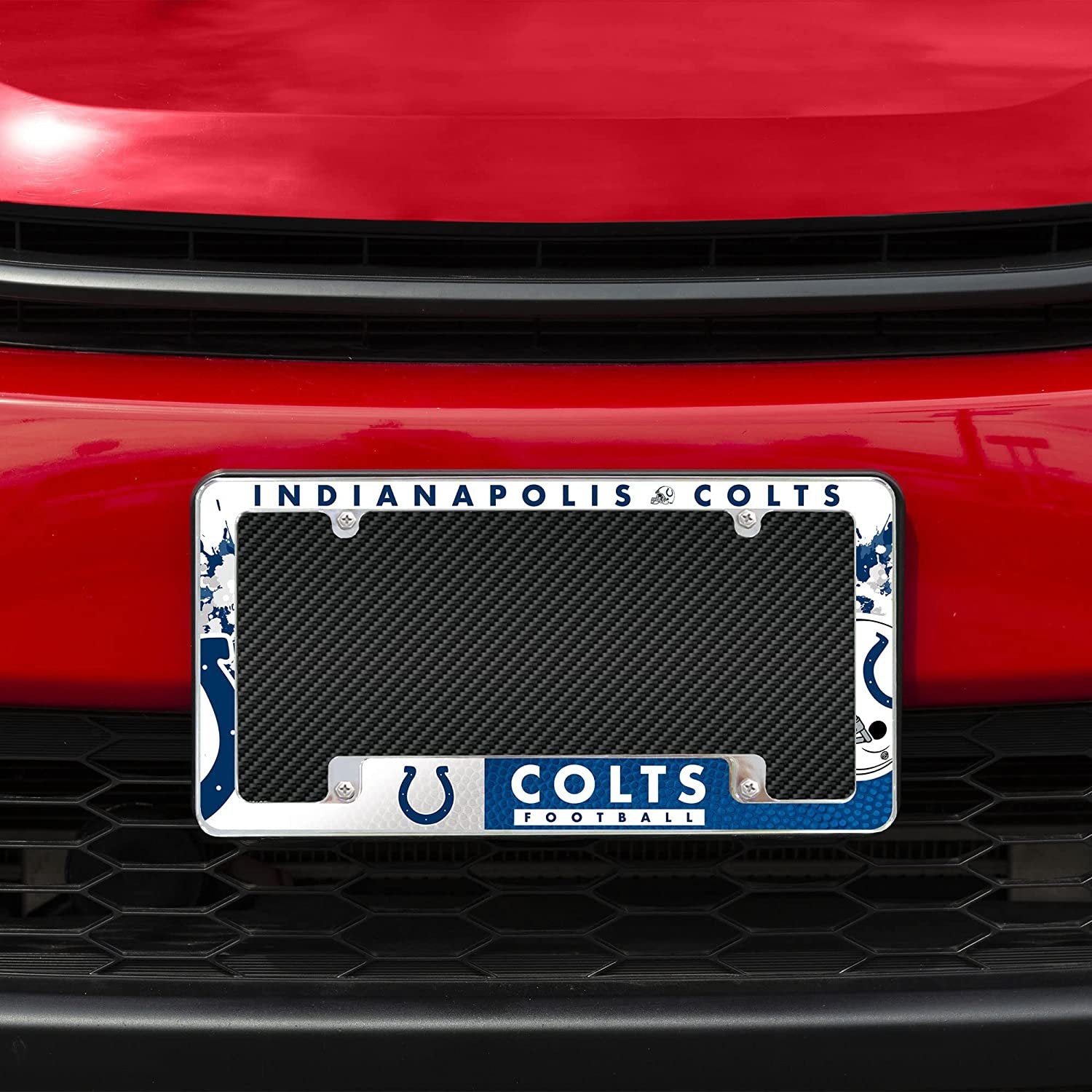 Indianapolis Colts Metal License Plate Frame 12x6 All Over Design EZ VIEW