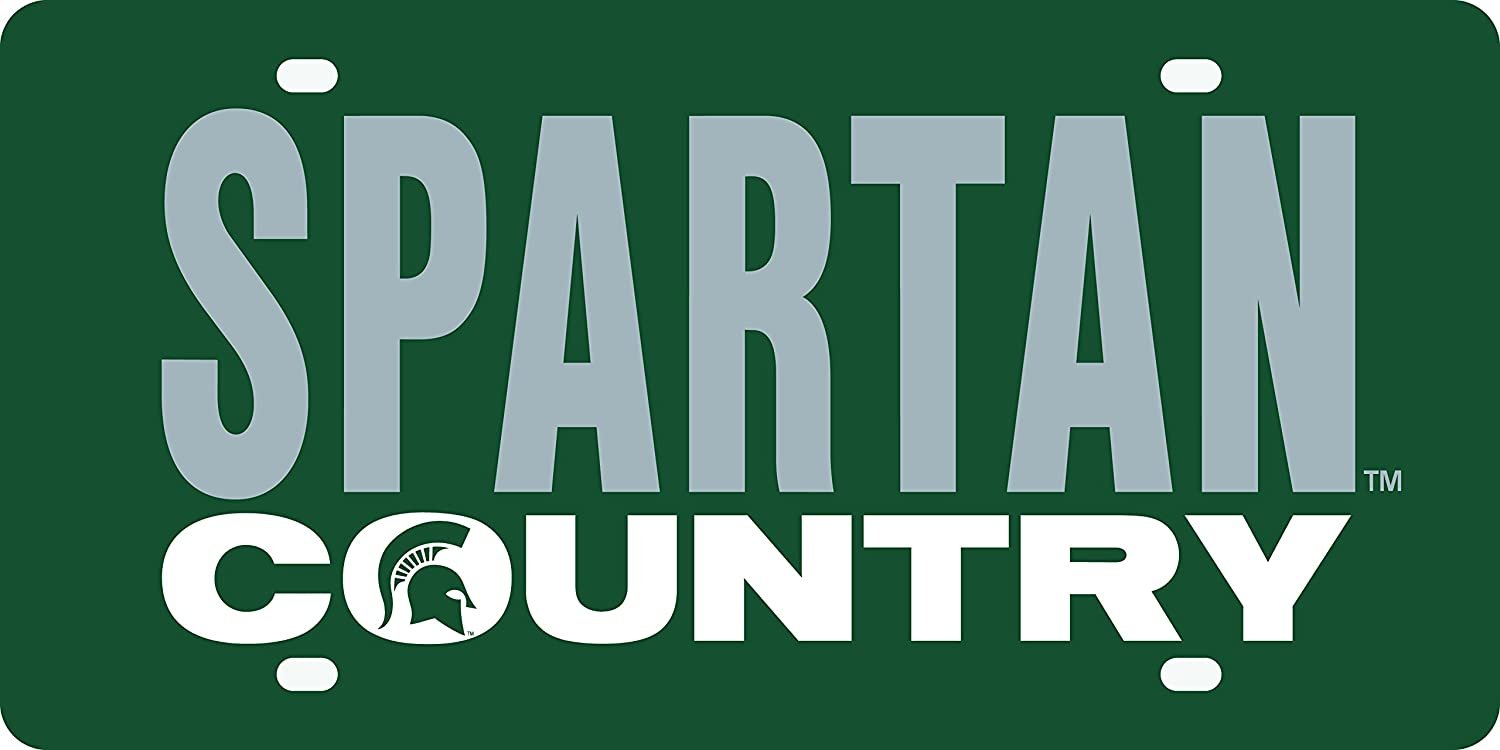 Michigan State University Spartans Premium Laser Cut Tag License Plate, Country, Mirrored Acrylic Inlaid, 6x12 Inch