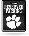 Clemson University Tigers Metal Parking Novelty Wall Sign 8.5 x 11 Inch Carbon Fiber Design