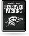 Oklahoma City Thunder Metal Parking Novelty Wall Sign 8.5 x 11 Inch Carbon Fiber Design